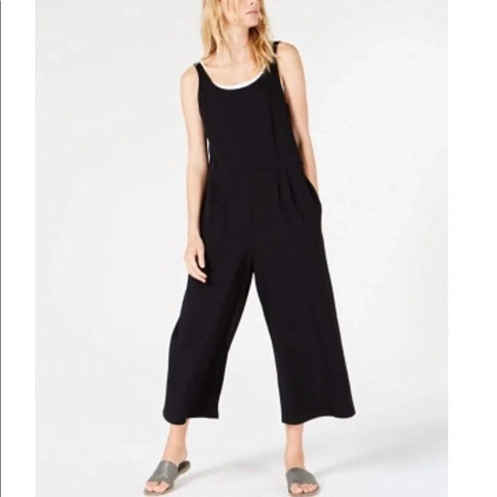 XL Eileen Fisher Cami Wide Leg Jumpsuit Jumper One-piece Black 25"inseam